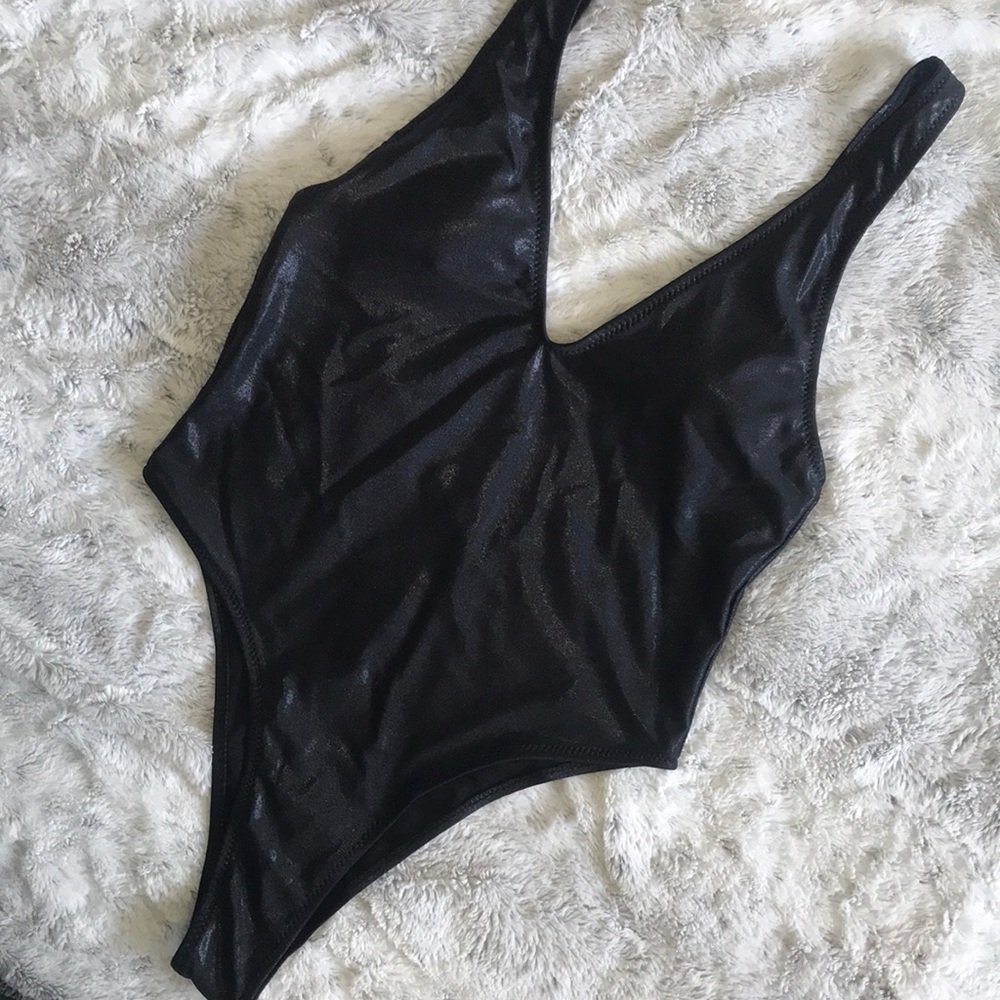 Black Shimmery One Piece Swimsuit